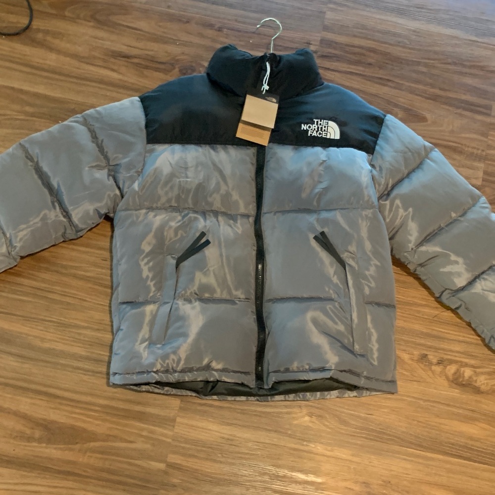 The North Face Womans Grey and Black Puffer Jacket